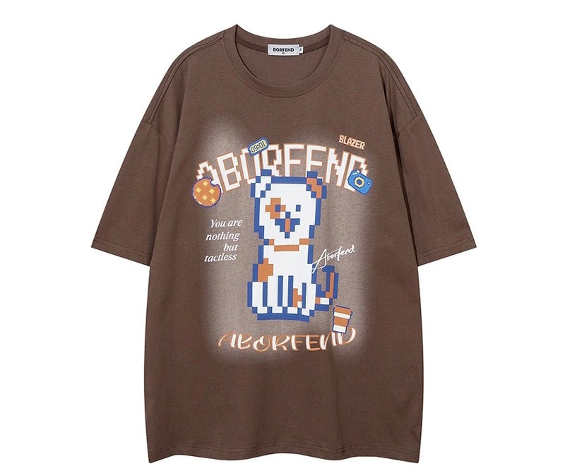 Tシャツ 犬柄 ドッグ 犬 プリント 半袖 服 綿 ラウンドネック シャツ